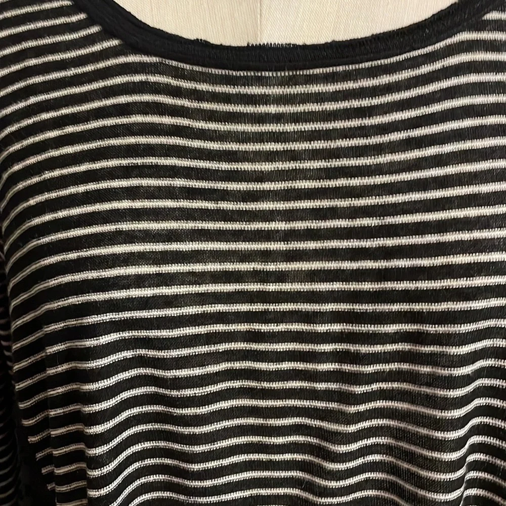 Free People stripped high low top / lace cut out exposed sides sz S oversized